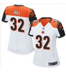 Women Nike Bengals #32 Jeremy Hill White Stitched NFL Elite Jersey