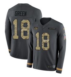 Nike Bengals #18 A J  Green Anthracite Salute to Service Youth Long Sleeve Jersey
