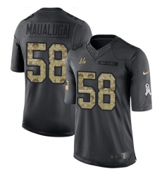 Nike Bengals #58 Rey Maualuga Black Youth Stitched NFL Limited 2016 Salute to Service Jersey