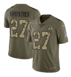 Youth Nike Bengals #27 Dre Kirkpatrick Olive Camo Stitched NFL Limited 2017 Salute to Service Jersey