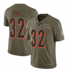 Youth Nike Bengals #32 Jeremy Hill Olive Stitched NFL Limited 2017 Salute to Service Jersey