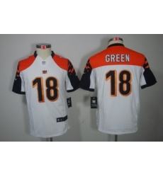 Youth Nike Cincinnati Bengals 18# A.J.Green White Color[Youth Limited Jerseys]