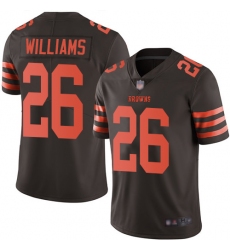 Browns 26 Greedy Williams Brown Men Stitched Football Limited Rush Jersey