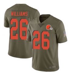 Browns 26 Greedy Williams Olive Men Stitched Football Limited 2017 Salute To Service Jersey