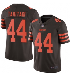 Browns 44 Sione Takitaki Brown Men Stitched Football Limited Rush Jersey
