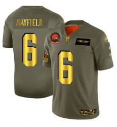 Browns 6 Baker Mayfield Camo Gold Men Stitched Football Limited 2019 Salute To Service Jersey