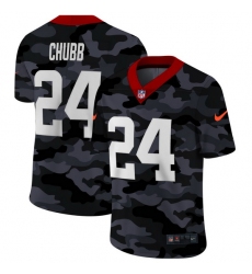 Cleveland Browns 24 Nick Chubb Men Nike 2020 Black CAMO Vapor Untouchable Limited Stitched NFL Jersey