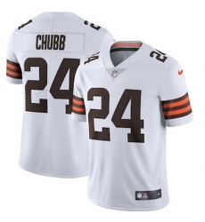 Cleveland Browns 24 Nick Chubb Men Nike White 2020 Vapor Limited Jersey
