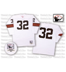 Cleveland Browns 32 Jim Brown white throwback