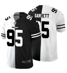 Cleveland Browns 95 Myles Garrett Men Black V White Peace Split Nike Vapor Untouchable Limited NFL Jersey