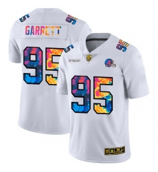 Cleveland Browns 95 Myles Garrett Men White Nike Multi Color 2020 NFL Crucial Catch Limited NFL Jersey