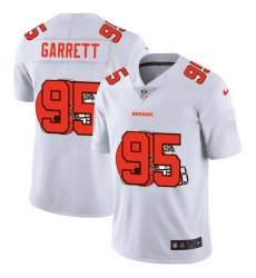 Cleveland Browns 95 Myles Garrett White Men Nike Team Logo Dual Overlap Limited NFL Jersey