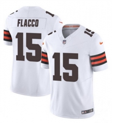 Men Cleveland Browns 15 Joe Flacco White 2023 F U S E  Vapor Limited Stitched Football Jersey