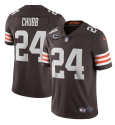 Men Cleveland Browns 2022 #24 Nick Chubb Brown With 1-star C Patch Vapor Untouchable Limited NFL Stitched Jersey