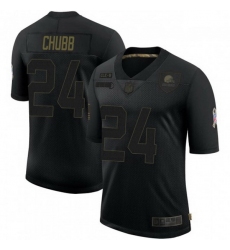 Men Cleveland Browns 24 Nick Chubb Black 2020 Salute To Service Jersey