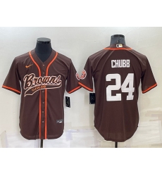 Men Cleveland Browns 24 Nick Chubb Brown Stitched Jersey 089