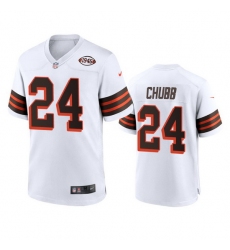 Men Cleveland Browns 24 Nick Chubb Nike 1946 Collection Alternate Game Limited NFL Jersey  White