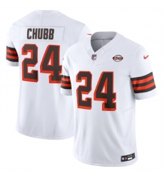 Men Cleveland Browns 24 Nick Chubb White 2023 F U S E  1946 Collection Vapor Untouchable Limited Stitched Jersey