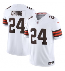 Men Cleveland Browns 24 Nick Chubb White 2023 F U S E  Vapor Untouchable Limited Stitched Jersey