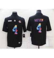 Men Cleveland Browns 4 Deshaun Watson Black Crucial Catch Limited Stitched Jersey