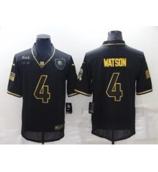 Men Cleveland Browns 4 Deshaun Watson Black Gold Salute To Service Limited Stitched jersey