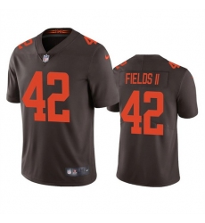 Men Cleveland Browns 42 Tony Fields II Brown Vapor Untouchable Limited Stitched Jersey