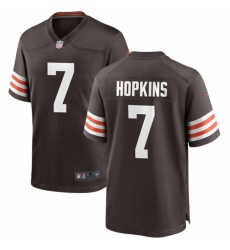 Men Cleveland Browns 7 Dustin Hopkins Brown Stitched Game Football Jersey