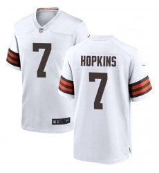 Men Cleveland Browns 7 Dustin Hopkins White Stitched Game Football Jersey