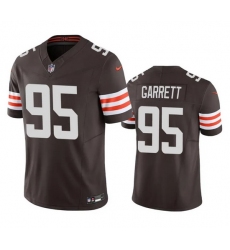 Men Cleveland Browns 95 Myles Garrett Brown 2023 F U S E  Vapor Untouchable Limited Stitched Jersey