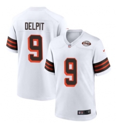 Men Cleveland Browns Grant Delpit #9 White Stitched NFL Jersey