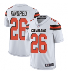 Men Nike Browns #26 Derrick Kindred White Stitched NFL Vapor Untouchable Limited Jersey