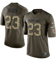 Mens Cleveland Browns 23 Joe Haden Nike Green Salute To Service Limited Jersey