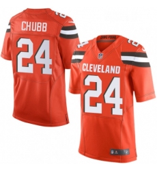 Mens Nike Cleveland Browns 24 Nick Chubb Elite Orange Alternate NFL Jersey