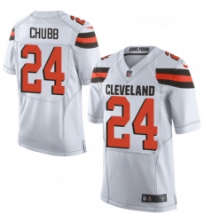 Mens Nike Cleveland Browns 24 Nick Chubb Elite White NFL Jersey