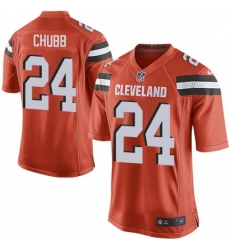 Mens Nike Cleveland Browns 24 Nick Chubb Game Orange Alternate NFL Jersey