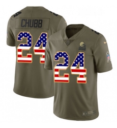 Mens Nike Cleveland Browns 24 Nick Chubb Limited Olive USA Flag 2017 Salute to Service NFL Jersey