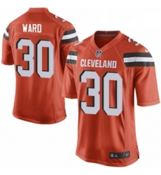 Mens Nike Cleveland Browns 30 Denzel Ward Game Orange Alternate NFL Jersey