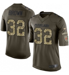 Mens Nike Cleveland Browns 32 Jim Brown Elite Green Salute to Service NFL Jersey