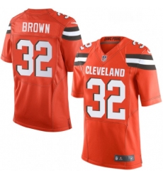 Mens Nike Cleveland Browns 32 Jim Brown Elite Orange Alternate NFL Jersey