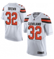 Mens Nike Cleveland Browns 32 Jim Brown Elite White NFL Jersey