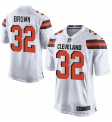 Mens Nike Cleveland Browns 32 Jim Brown Game White NFL Jersey