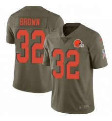 Mens Nike Cleveland Browns 32 Jim Brown Limited Olive 2017 Salute to Service NFL Jersey