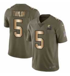 Mens Nike Cleveland Browns 5 Tyrod Taylor Limited OliveGold 2017 Salute to Service NFL Jersey
