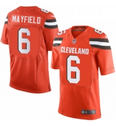 Mens Nike Cleveland Browns 6 Baker Mayfield Elite Orange Alternate NFL Jersey