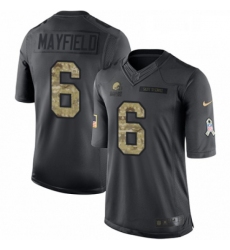 Mens Nike Cleveland Browns 6 Baker Mayfield Limited Black 2016 Salute to Service NFL Jersey