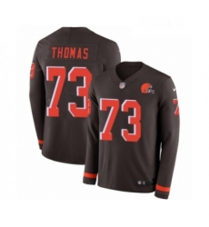 Mens Nike Cleveland Browns 73 Joe Thomas Limited Brown Therma Long Sleeve NFL Jersey
