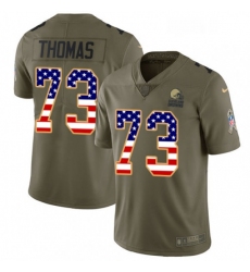 Mens Nike Cleveland Browns 73 Joe Thomas Limited OliveUSA Flag 2017 Salute to Service NFL Jersey