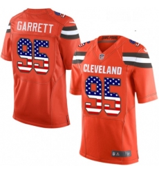 Mens Nike Cleveland Browns 95 Myles Garrett Elite Orange Alternate USA Flag Fashion NFL Jersey