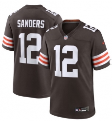 Men's Nike Shedeur Sanders Brown Cleveland Browns #12 2025 NFL Draft Game Jersey