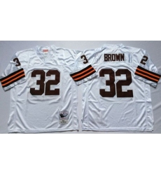 Mitchell&Ness 1963 Browns 32 Jim Brown White Throwback Stitched NFL Jersey